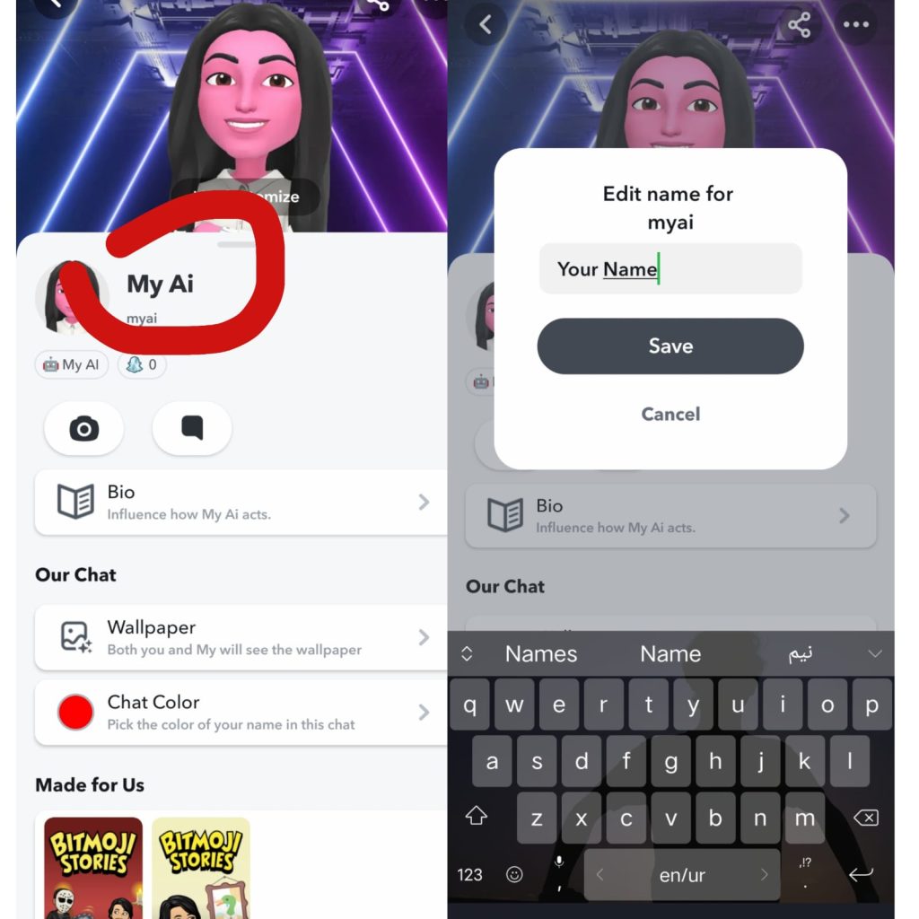 Change Snapchat My AI Gender